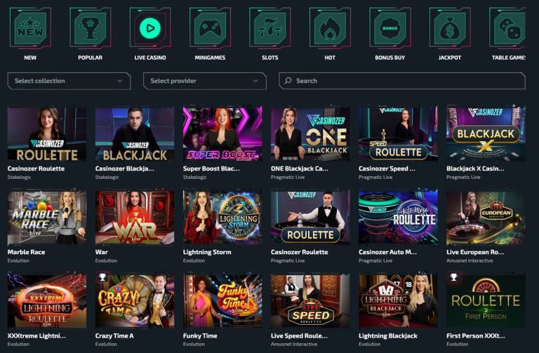 Casinozer Casino jeux live